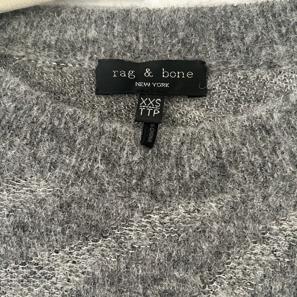 Rag & Bone Gray Baby Alpaca Germain Metallic Zebra Jacquard Sweater - Picture 7 of 7